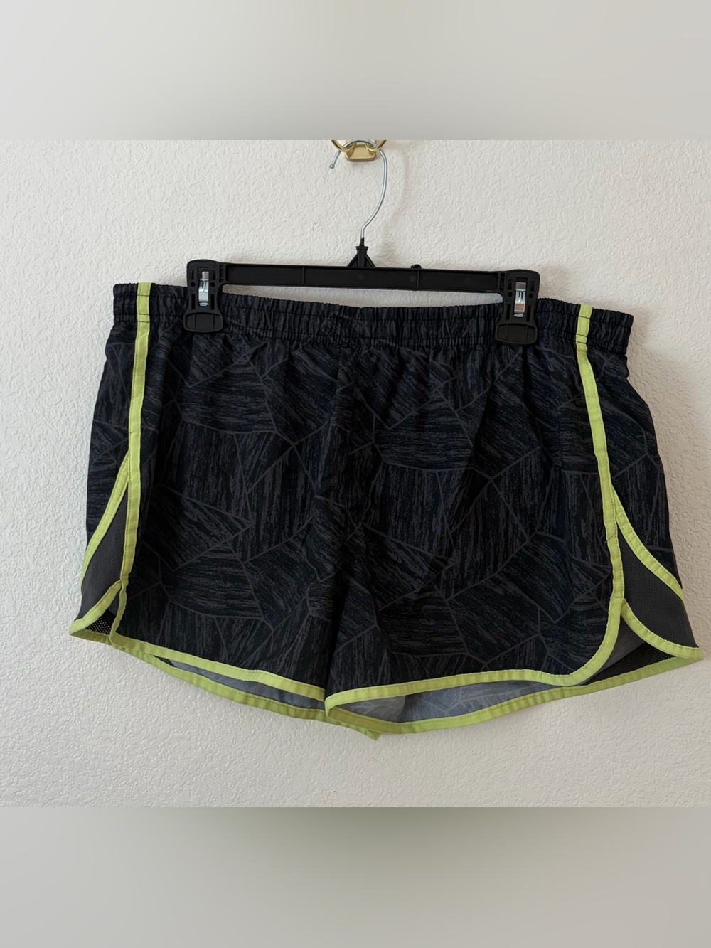 Women’s Black Athletic Shorts with Lime Trim Size XL